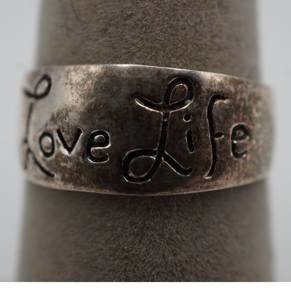 Jewelry - Sterling Silver Love Life Be Brave Engraved Band Ring Size 6.5 925 Inspirational